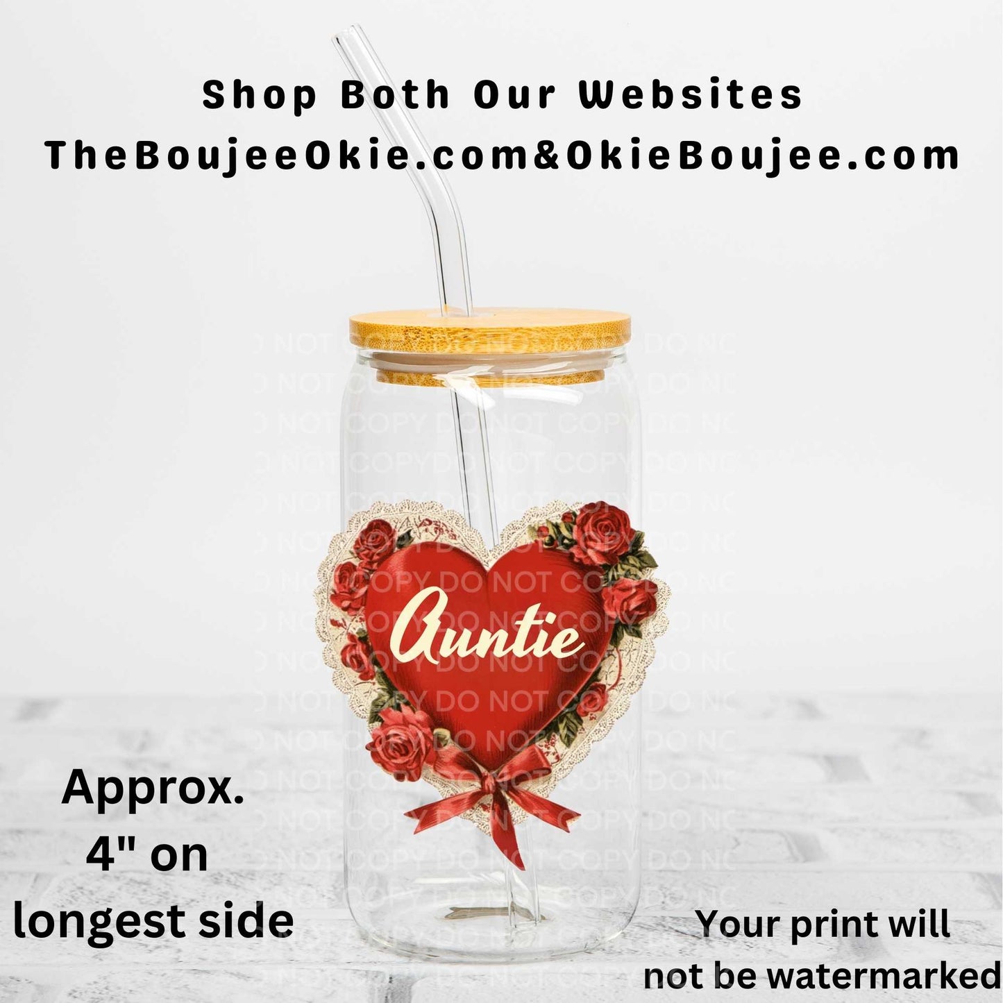 Auntie Roses Heart Uv Dtf Decal  Valentine