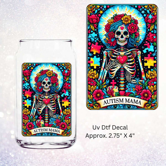 Autism Mama Tarot Card Double-Sided UV DTF Decal