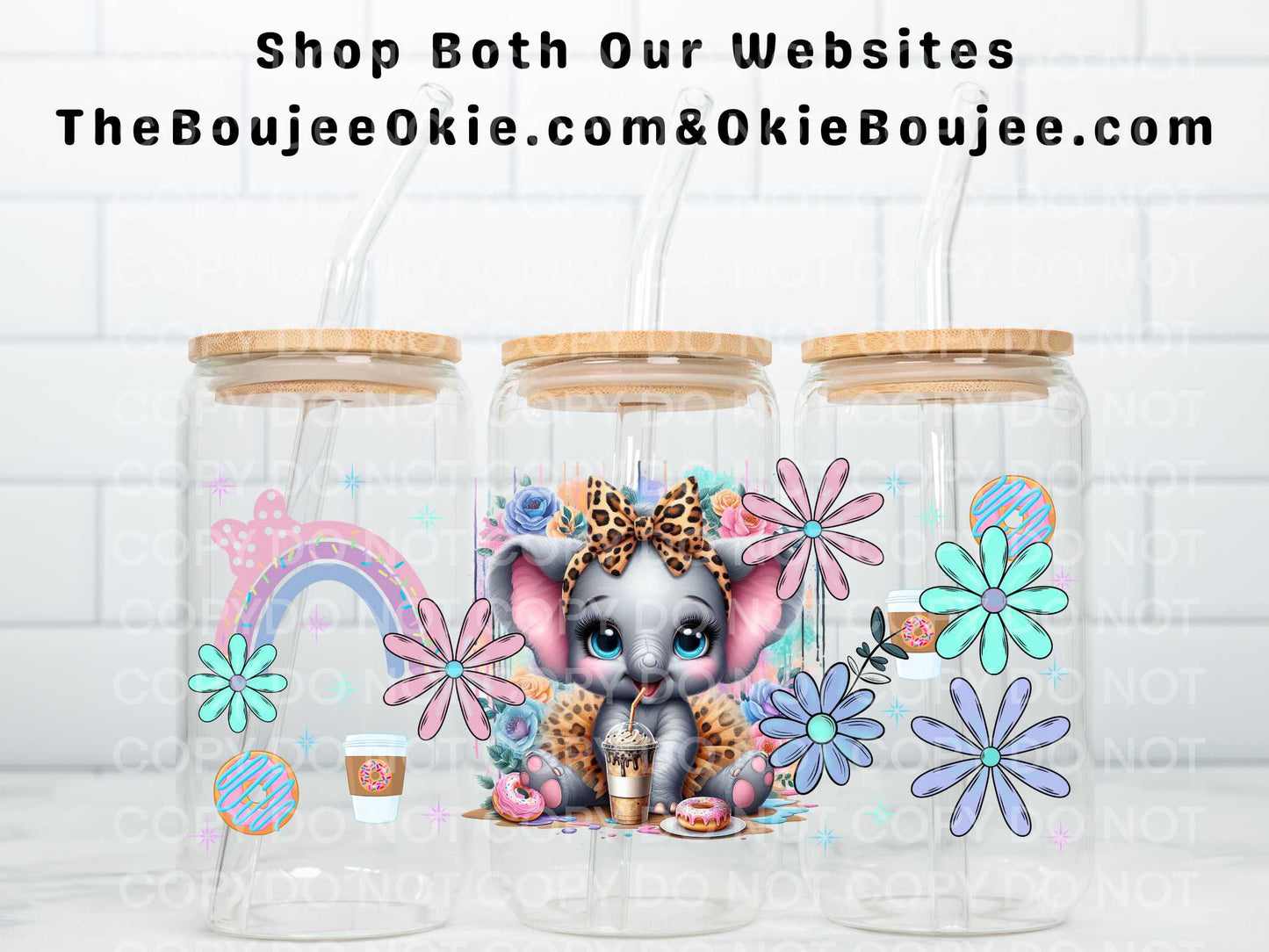 Cute Baby Elephant Double Sided Uv Dtf Wrap