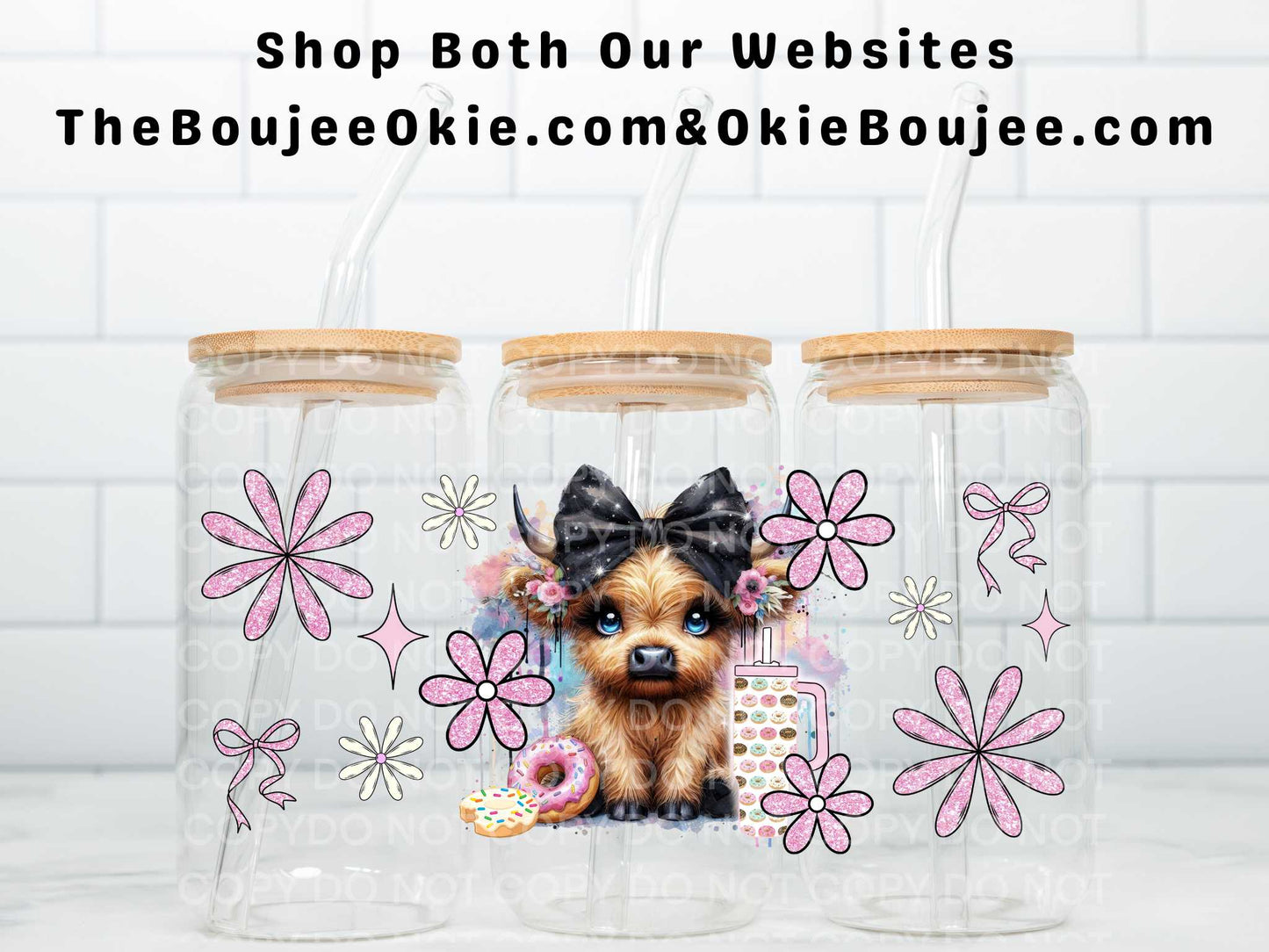 Cute Baby Highland Cow Double Sided Uv Dtf Wrap