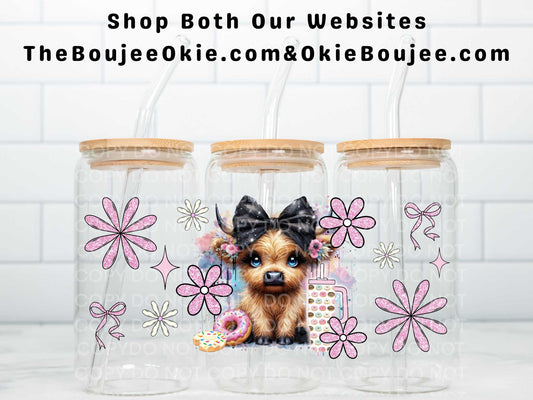 Cute Baby Highland Cow Double Sided Uv Dtf Wrap