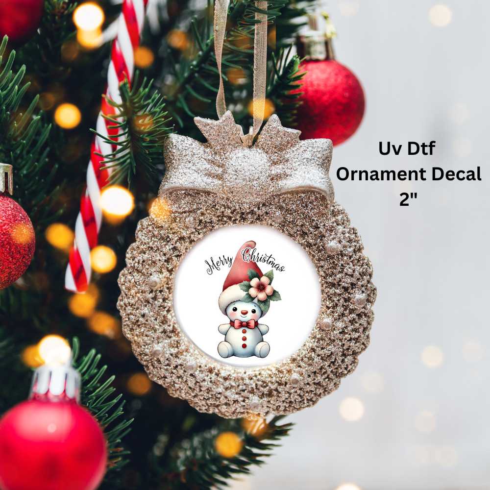 Baby Snowman Christmas Ornament or Magnet Double-Sided UV DTF Decal