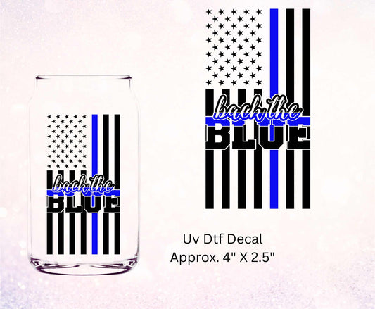 Uv Dtf Decal Back The Blue Flag Design  | Police Design