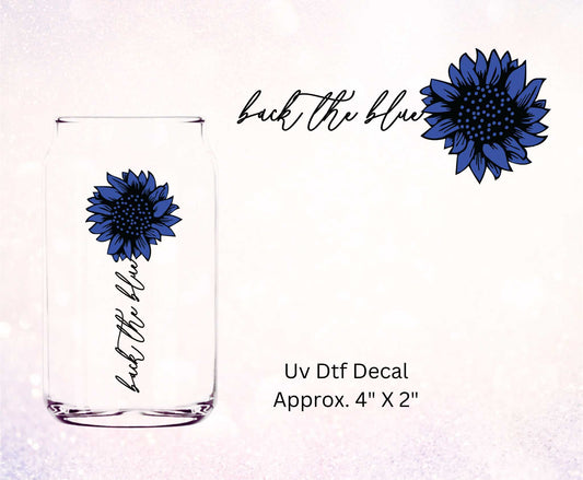 Uv Dtf Decal Back The Blue Sunflower | Police Design