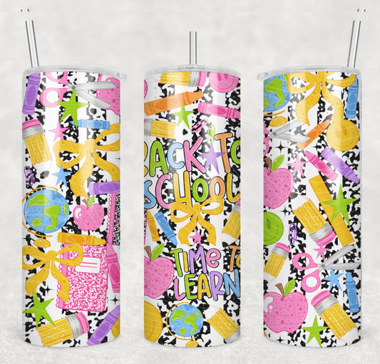Back To School 20oz Skinny Tumbler Sublimation Print
