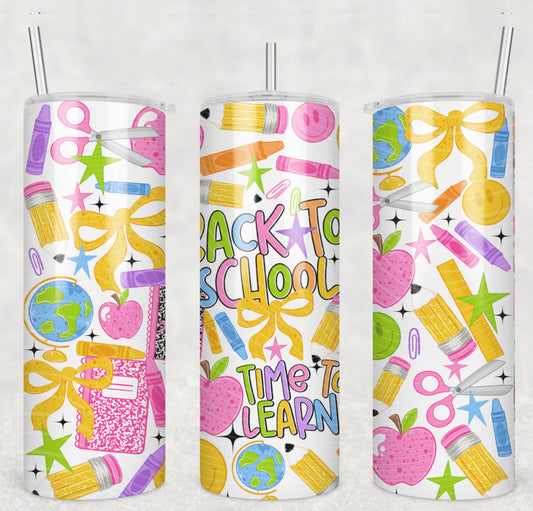 Back To School 20oz Skinny Tumbler Sublimation Print