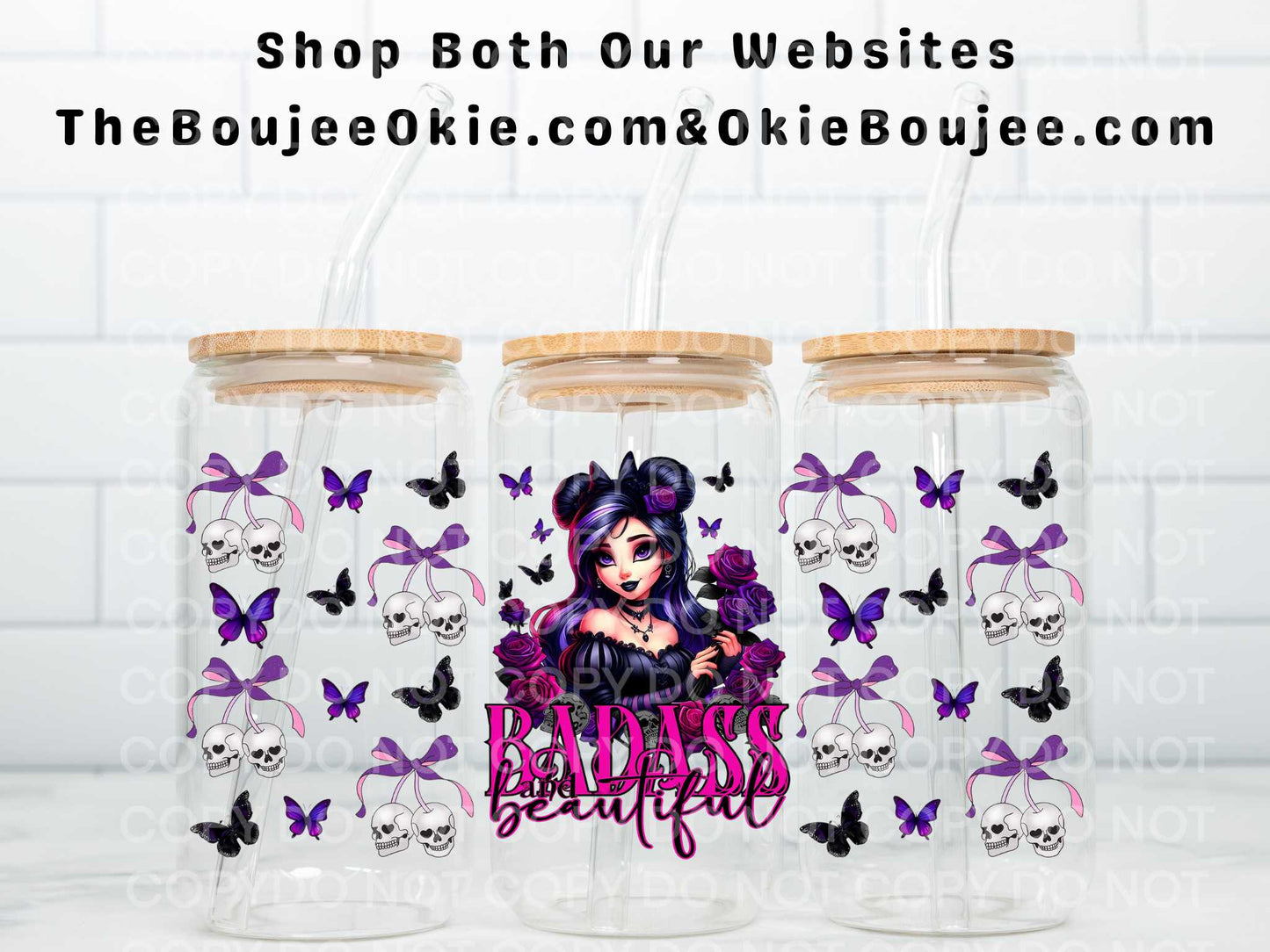 Badass Beautiful Double Sided Uv Dtf Cup Wrap