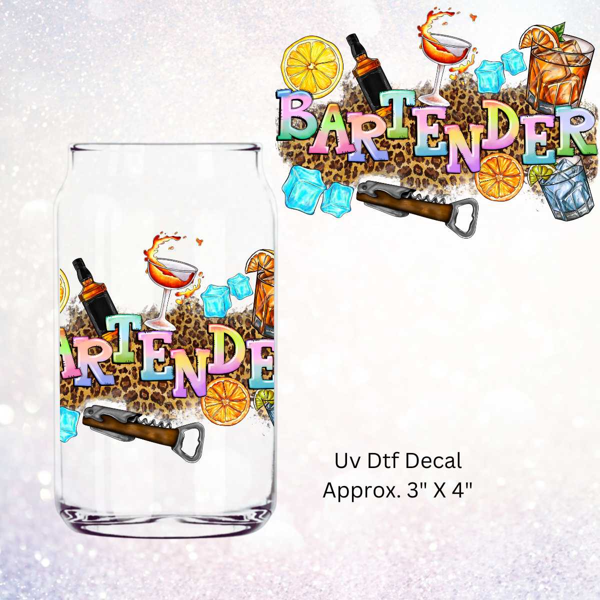 Uv Dtf Decal Bartender | Double Sided