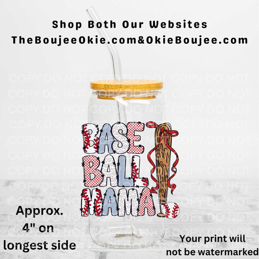 Baseball Mama Uv Dtf Decal Double Sided