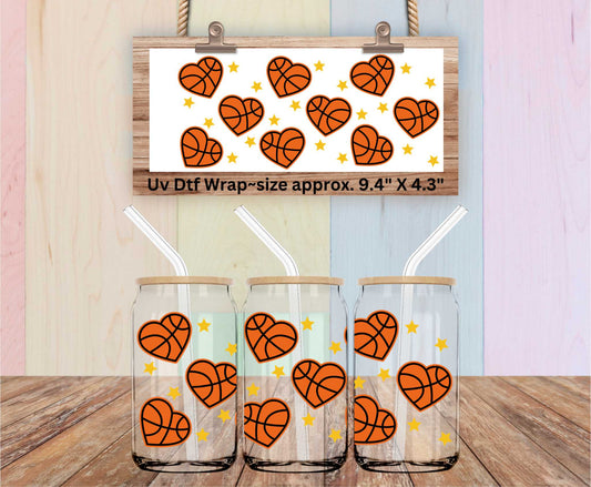 Uv Dtf Wrap Basketball Hearts | Double Sided