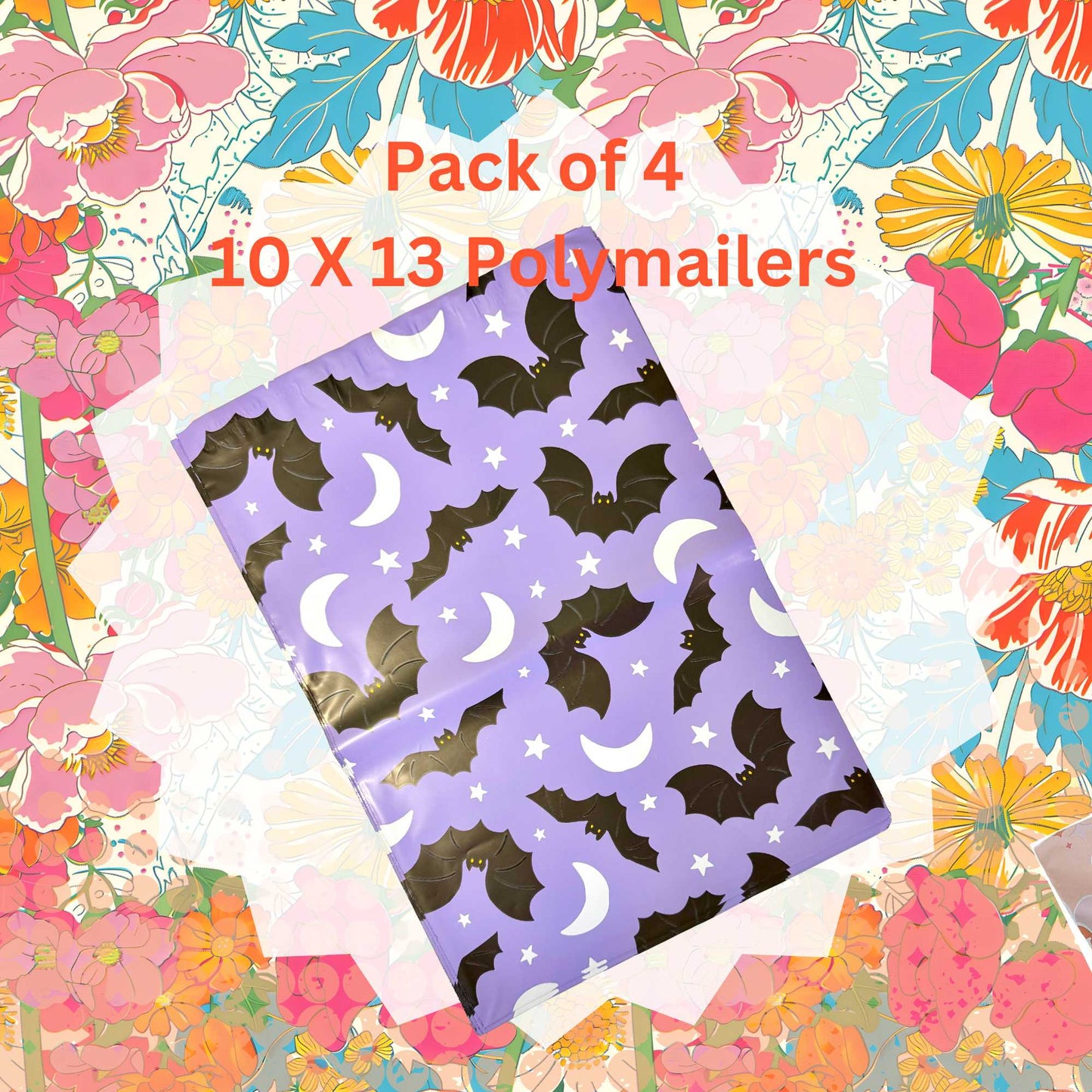 Pack of 4 Polymailers~Cute Bats~10 X 13