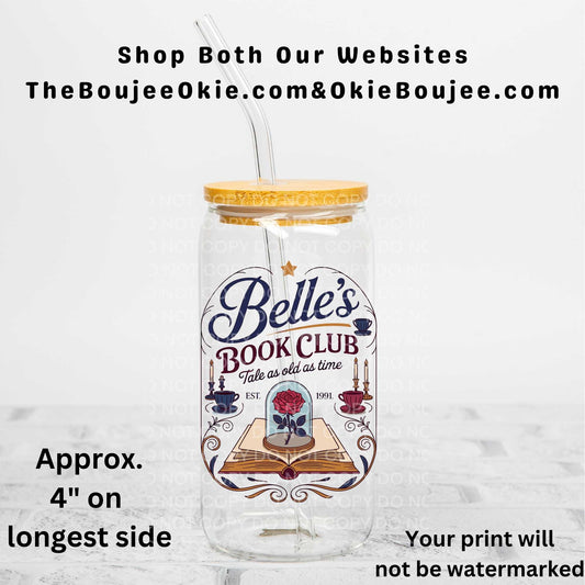 Belle's Book Club Uv Dtf Decal Double Sided