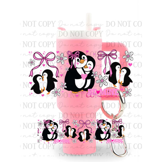 Be Mine Valentine Penguin Uv Dtf Wrap For Mini Tumbler Keychains (