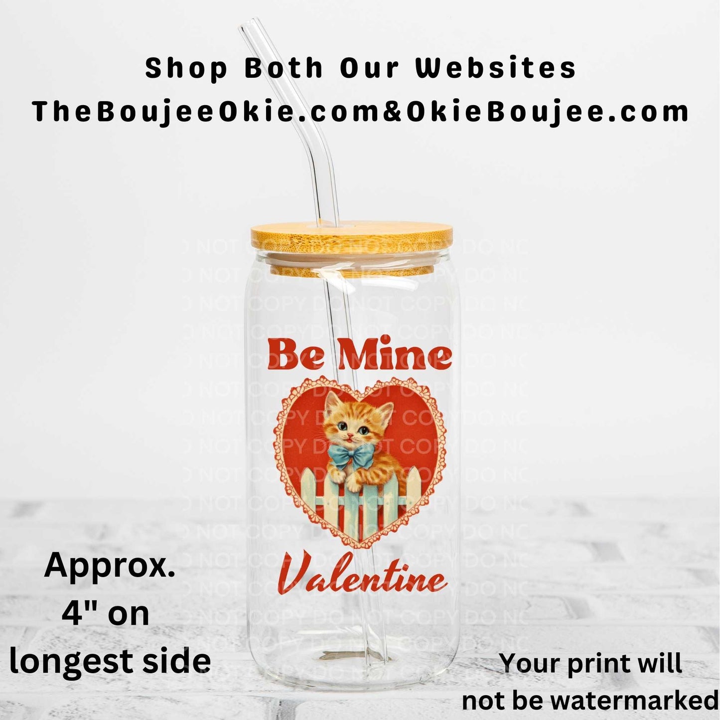 Vintage Be Mine Valentine Kitty Cat Uv Dtf Decal