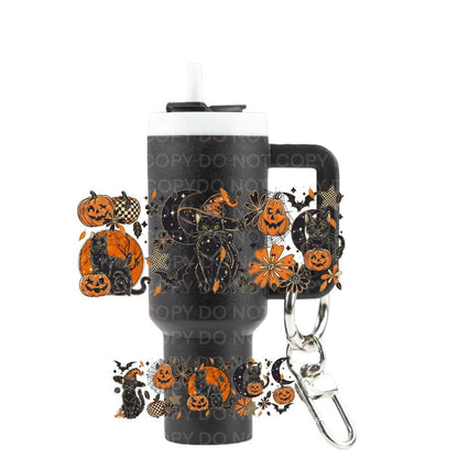 Black Cat & Pumpkins Uv Dtf Wrap For Mini Tumbler Keychains
