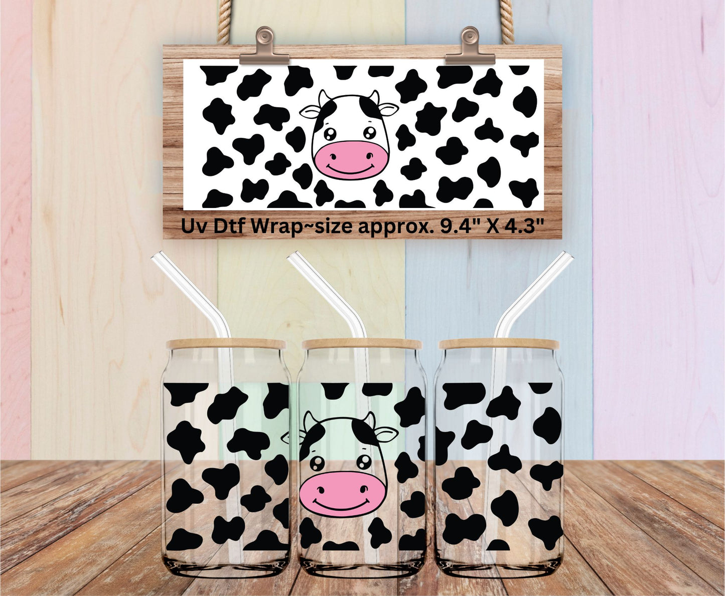 Uv Dtf Wrap Cute Black Spotted Cow