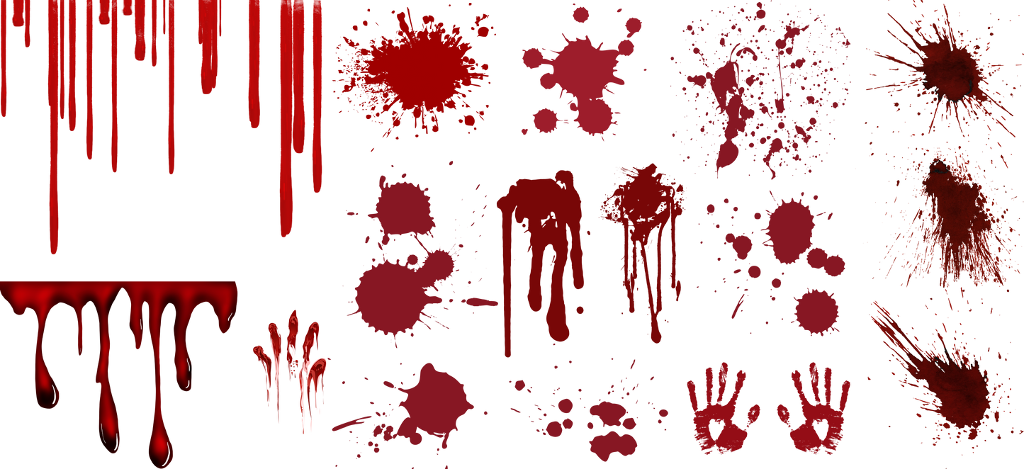 Uv Dtf Mini Gang Sheet or Wrap ~Blood Splatter Elements