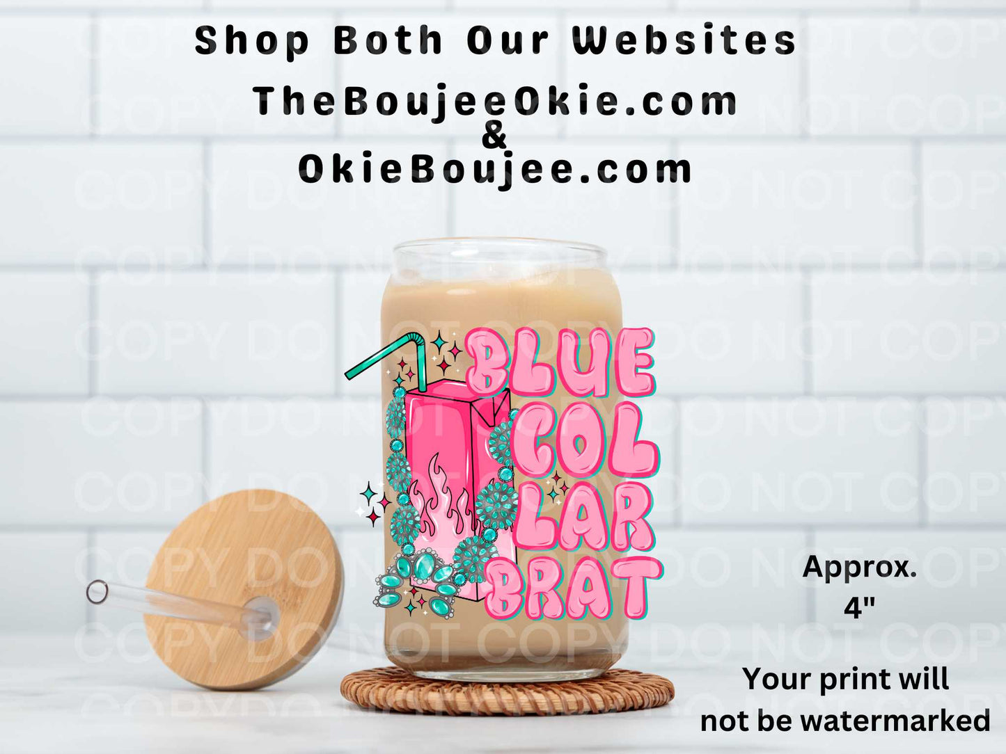 Blue Collar Brat UV DTF Decal Double Sided