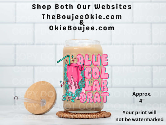Blue Collar Brat UV DTF Decal Double Sided