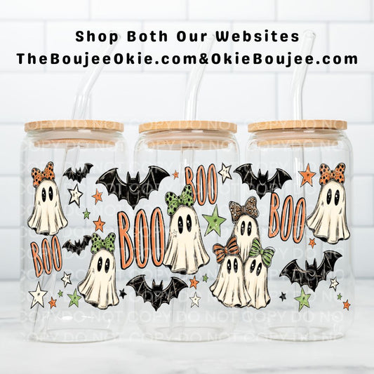 Boo Ghosts Bats Uv Dtf Cup Wrap Double Sided