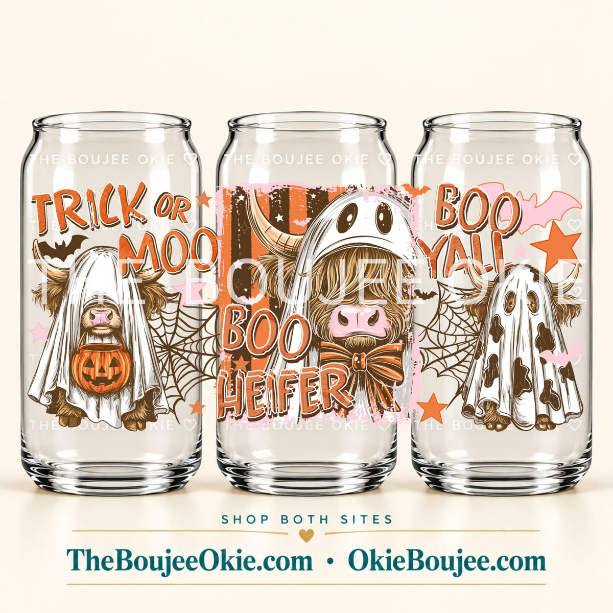 Boo Heifer Ghost Highland Cow Double Sided Uv Dtf Wrap