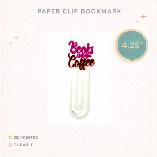 Books And Coffee Cute 3D Printed Paperclip Bookmark 4.25” | Book Lover Gift | Aesthetic Bookmark Clip | Planner Accessory | Teacher Gift