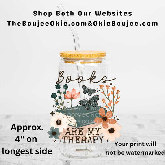 Books Are My Therapy Uv Dtf Decal Double Sided