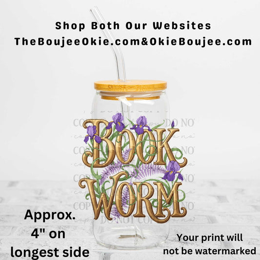 Book Worm Uv Dtf Decal Double Sided