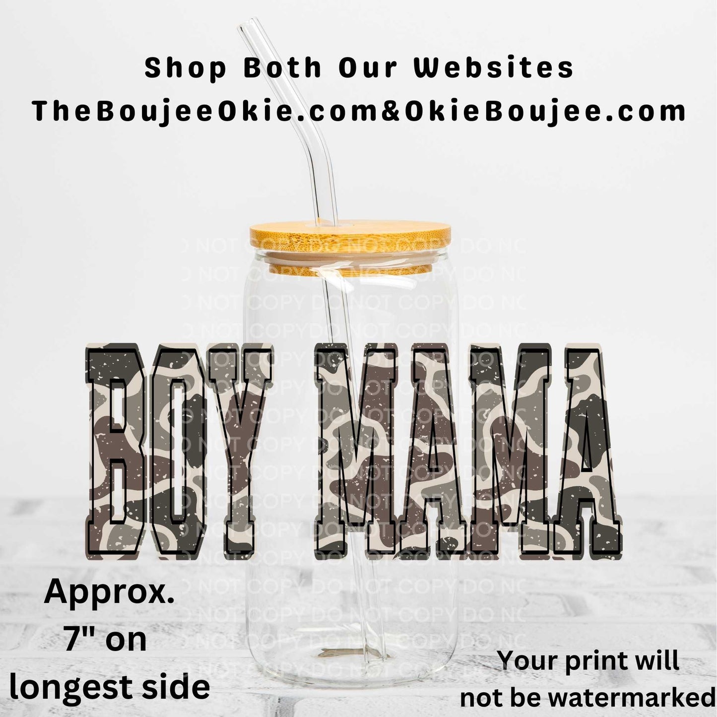 Boy Mama Large Camo Uv Dtf Decal Double Sided