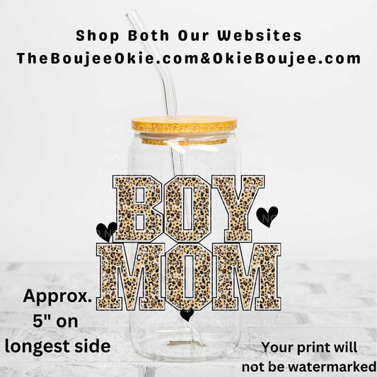 Leopard Print Boy Mom Uv Dtf Decal Double Sided