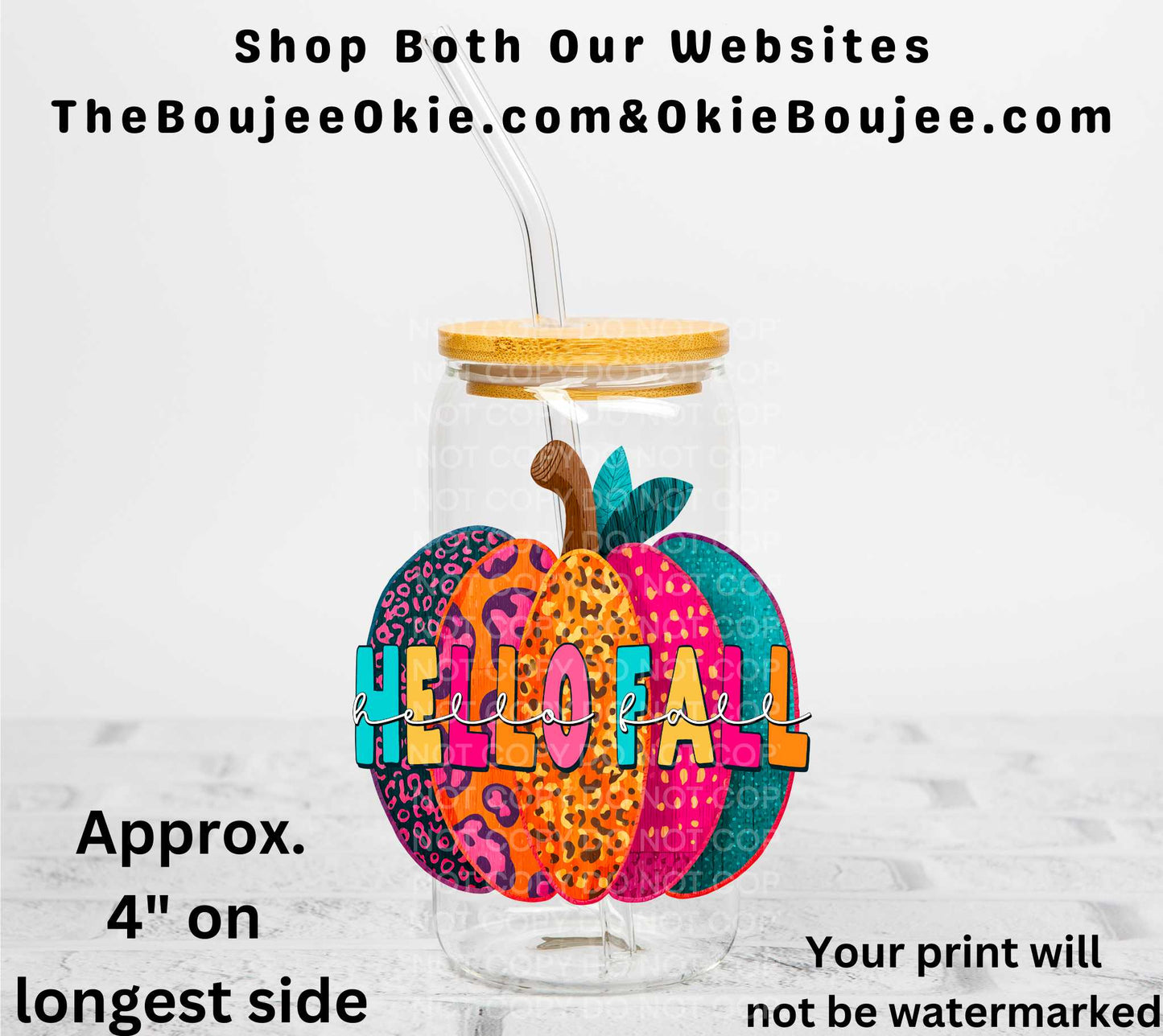 Hello Fall Pumpkin UV DTF Decal Double Sided