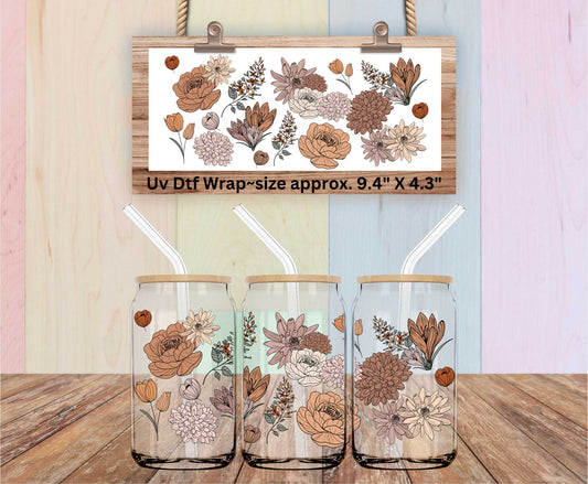 Uv Dtf Wrap Brown Flower Aesthetic | Double Sided