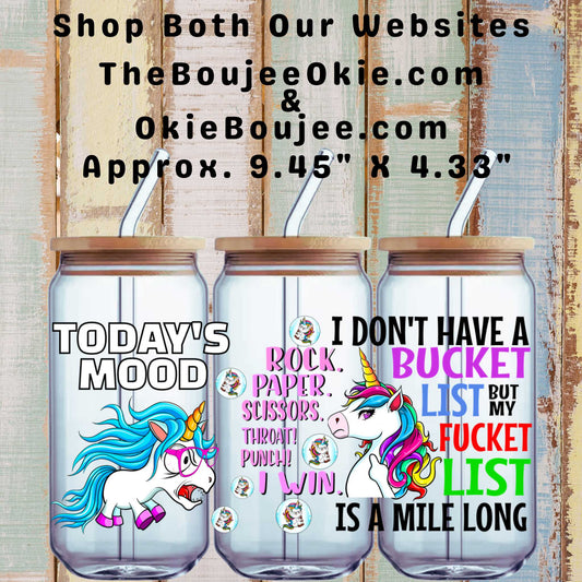 Unicorn Fucket Bucket Double-Sided UV DTF Wrap