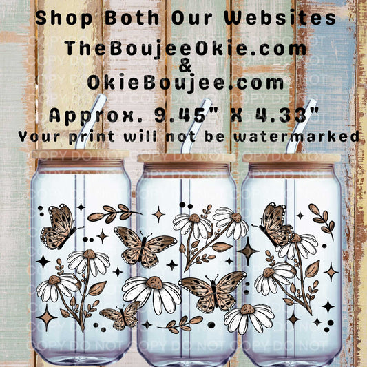 Butterflies & Daisies Double-Sided UV DTF Wrap