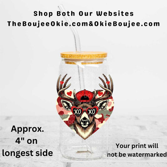 Camo Hunting Deer Buck Uv Dtf Decal Double Sided Valentine