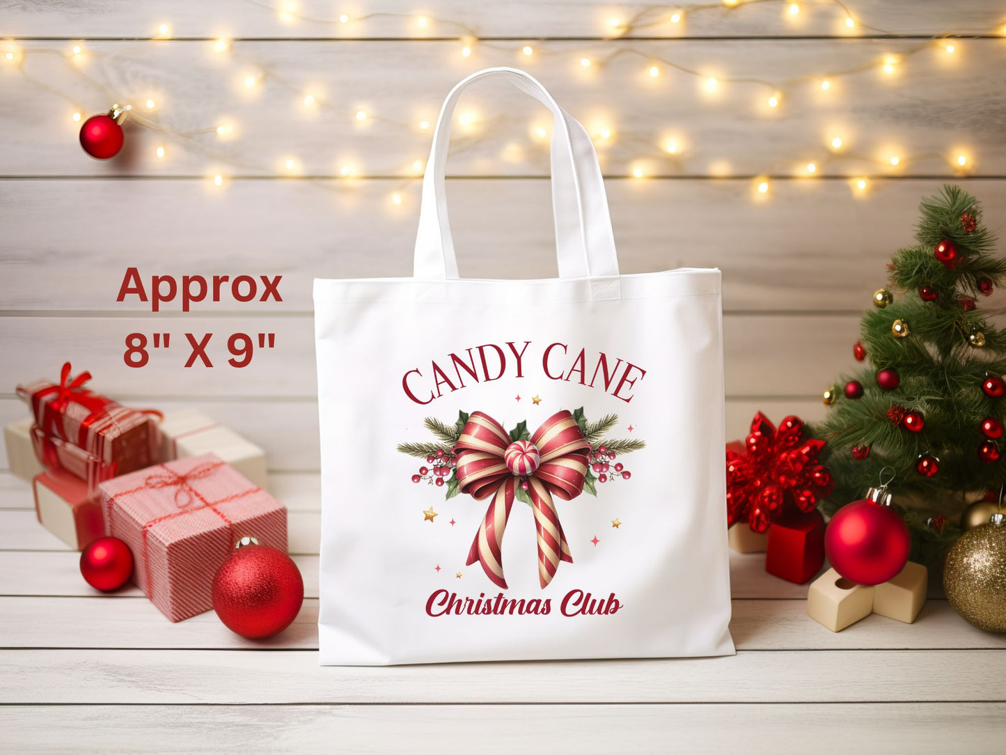 Candy Cane Christmas Club Bow Sublimation Print