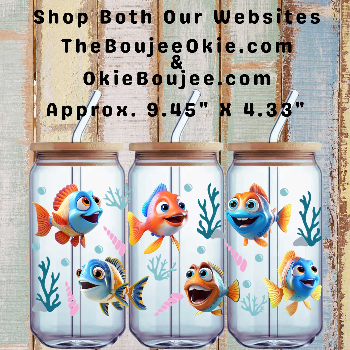 Cartoon Fishy's Double-Sided UV DTF Cup Tumbler Wrap