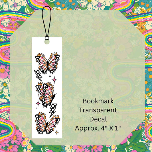 Checkered Butterflies Single-Sided UV DTF Bookmark Decal