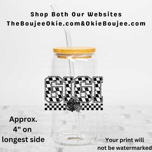 Gigi Checkered Uv Dtf Decal Double Sided