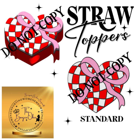 Checkered Heart Straw Topper For Standard Straws