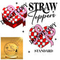 Checkered Heart Straw Topper For Standard Straws
