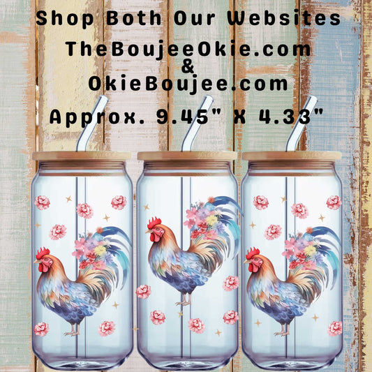 Pretty Roosters Double-Sided UV DTF Wrap Rooster Chicken