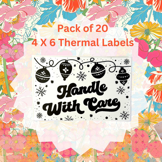 Christmas Handle With Care Pack of 20 Thermal Label Shipping Packaging  Stickers