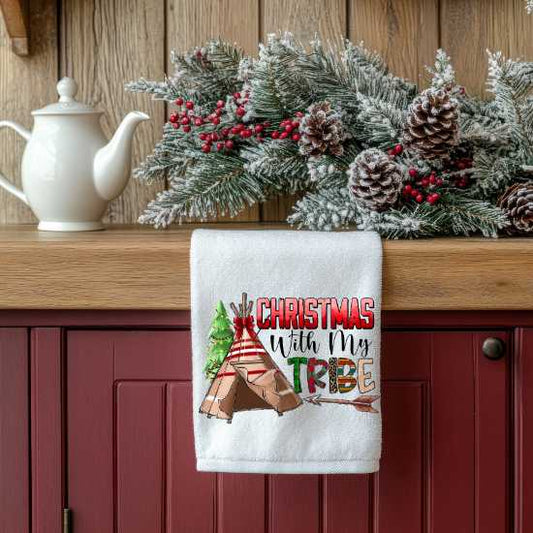 Christmas With My Tribe Towel Sublimation Print