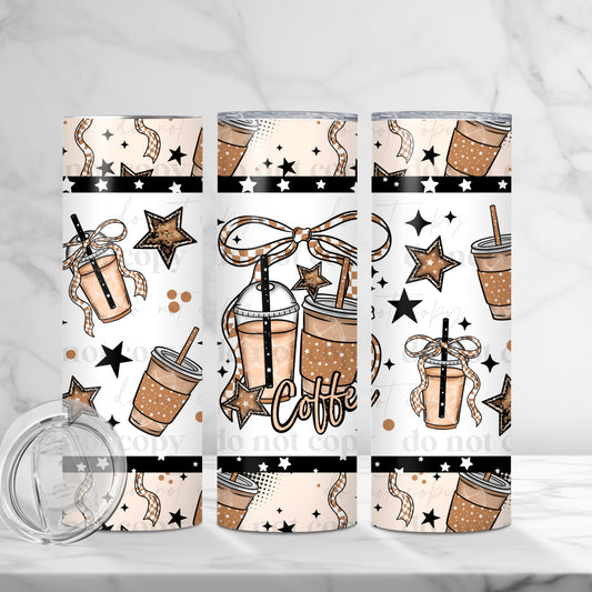 Coffees & Bows 20oz Skinny Tumbler Sublimation Print