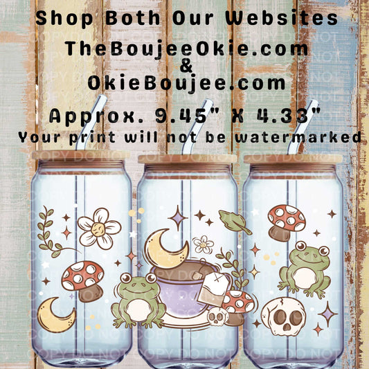 Cottagecore Frog Tea Double-Sided UV DTF Wrap