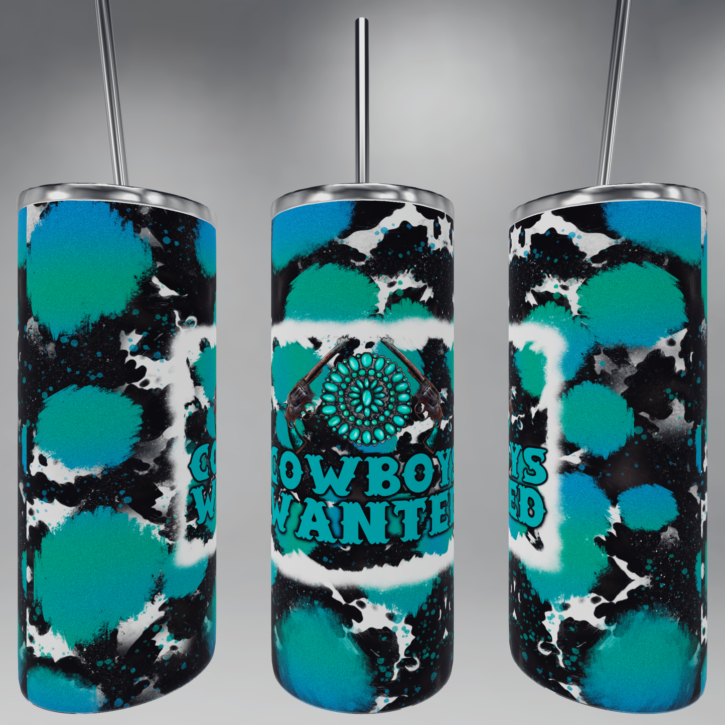 Cowboys Wanted 20oz Skinny Tumbler Sublimation Print