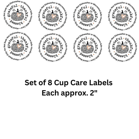 Grateful Thankful Blessed Cup Care Labels Uv Dtf Decals Double Sided