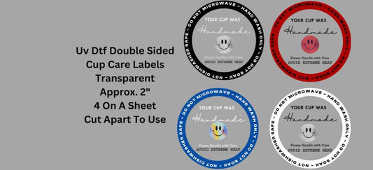 Set of 4 Uv Dtf Cup Care Labels | Double Sided