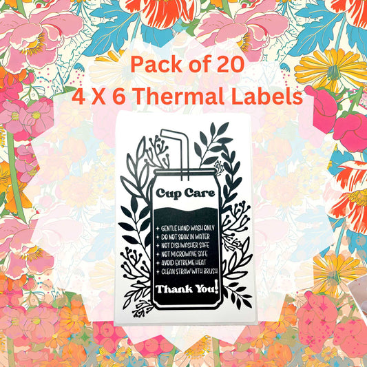 Pack of 20  Cup Care Thermal Label Shipping Packaging  Stickers
